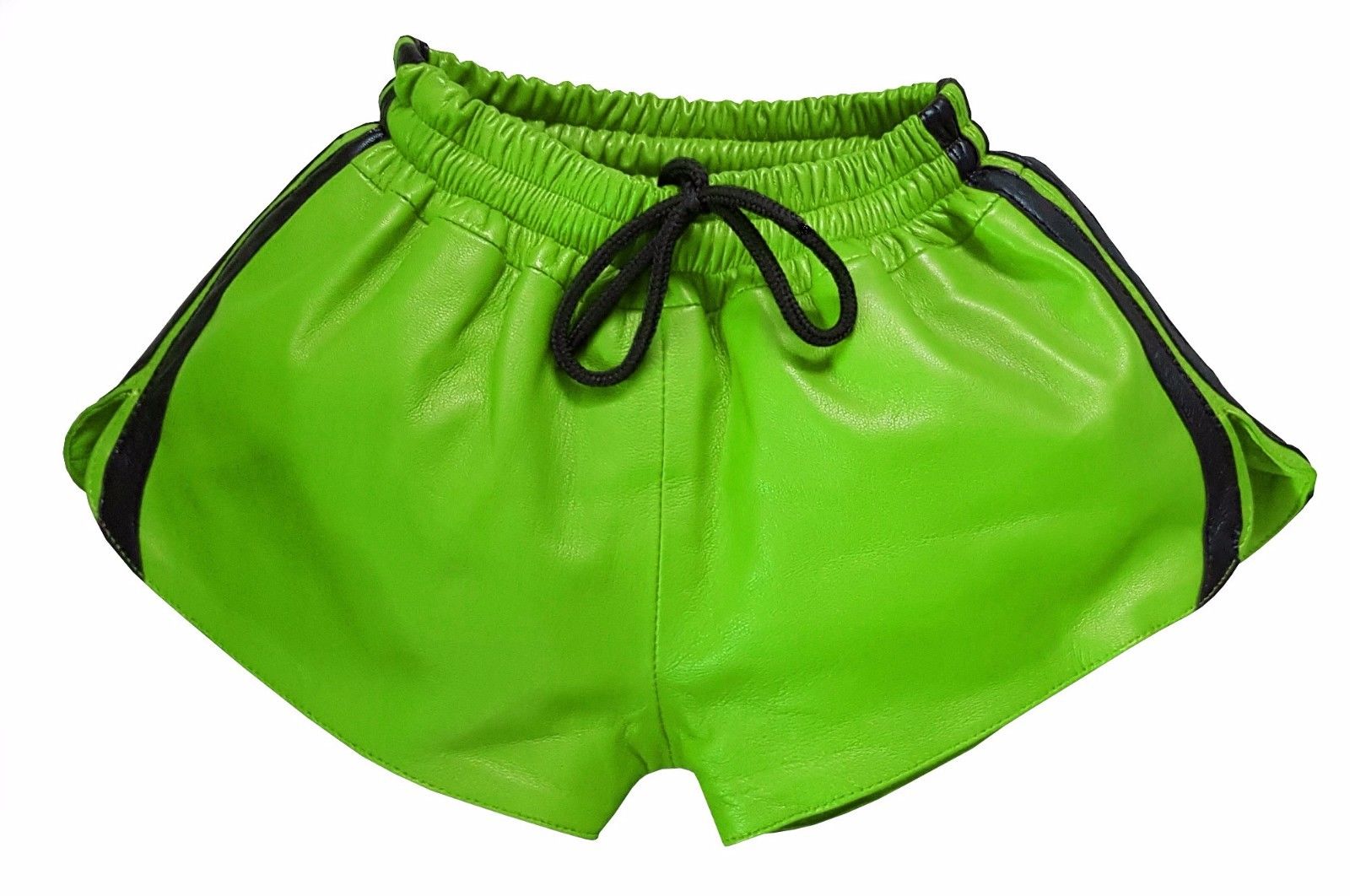 Lamb Nappa Men Green Leather shorts