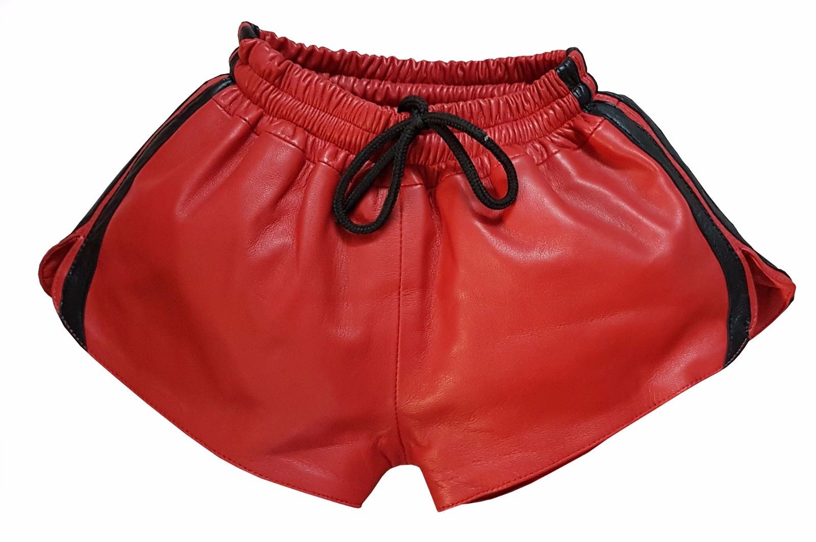 Lamb Nappa Men Leather shorts with elastic band